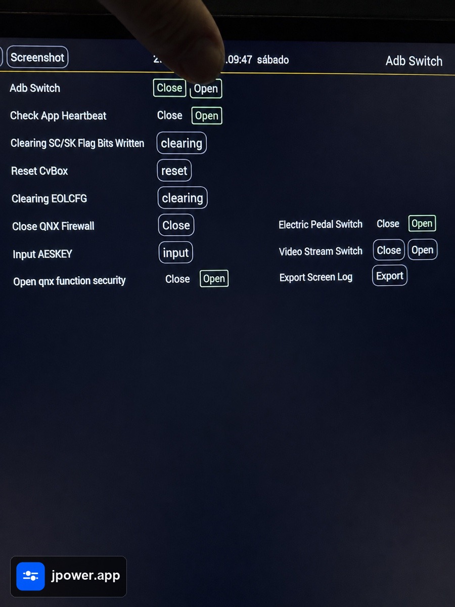 Tela Adb Switch com o botão Open da primeira linha indicado